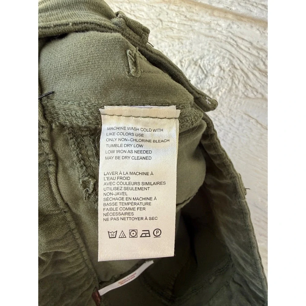 Free People Army Green Velveteen Straight Leg Patch Pocket Pants‎ Size 0
